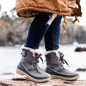 Women’s Fur-Lined Suede Rubber Waterproof SOREL TIVOLI Boots - 7.5/38.5